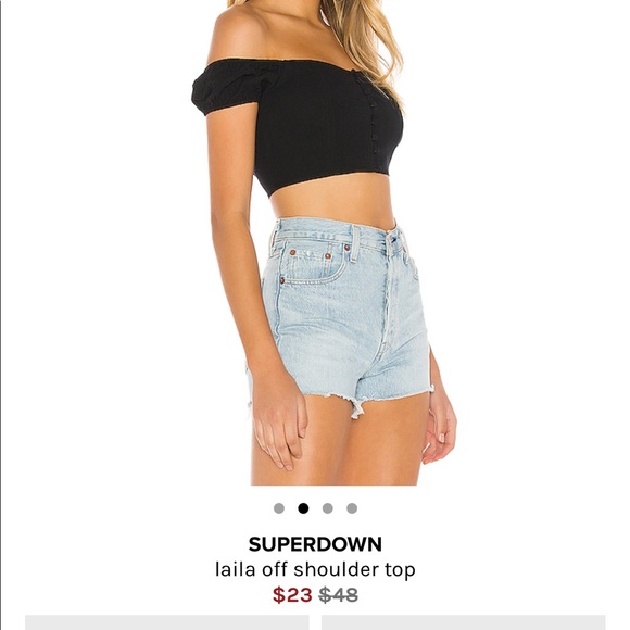 SOLD! Superdown Crop Top Off The Shoulder - Picture 2 of 4